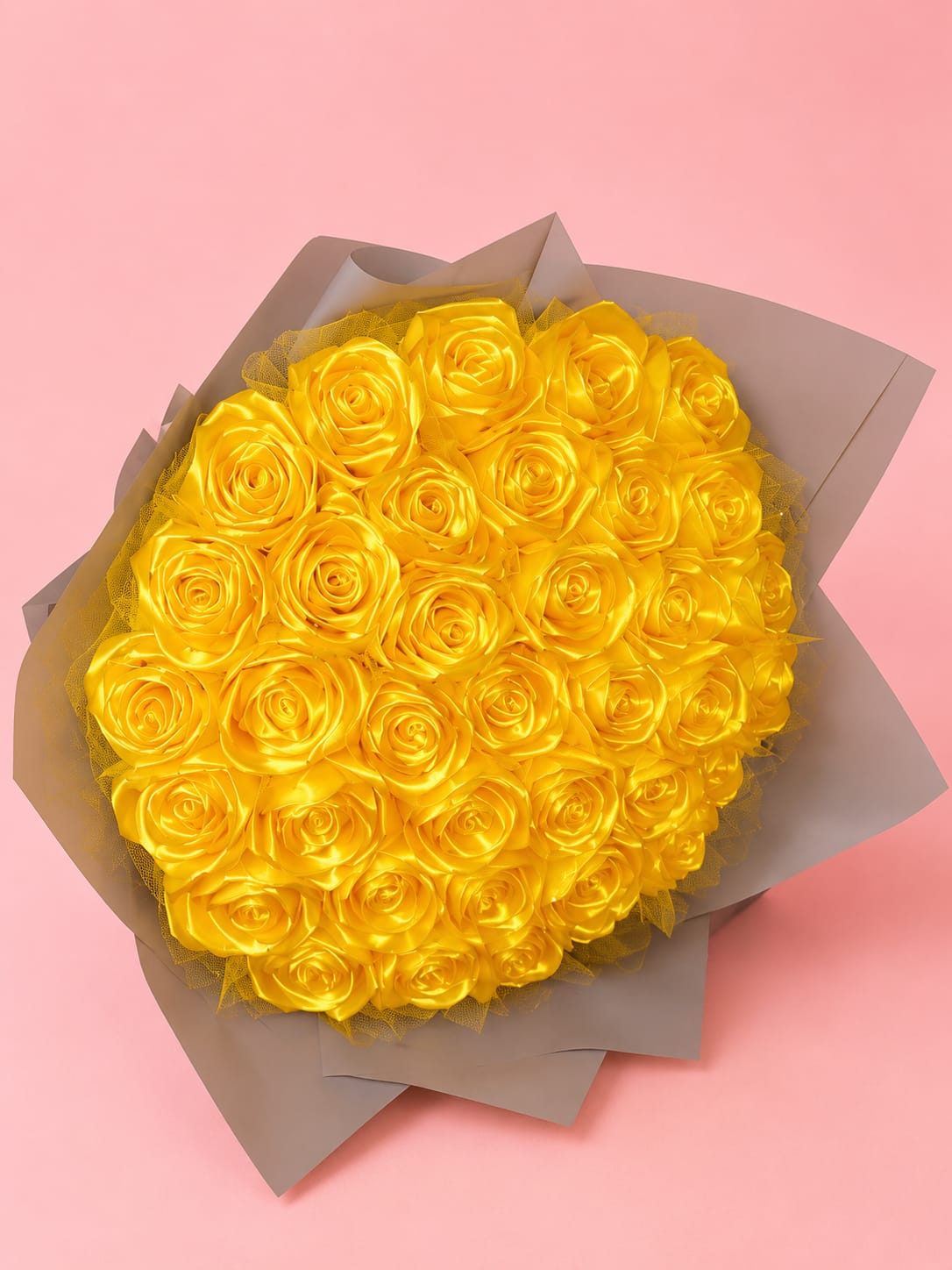	Handmade Yellow Flower Bouquet with White Wrapping Paper