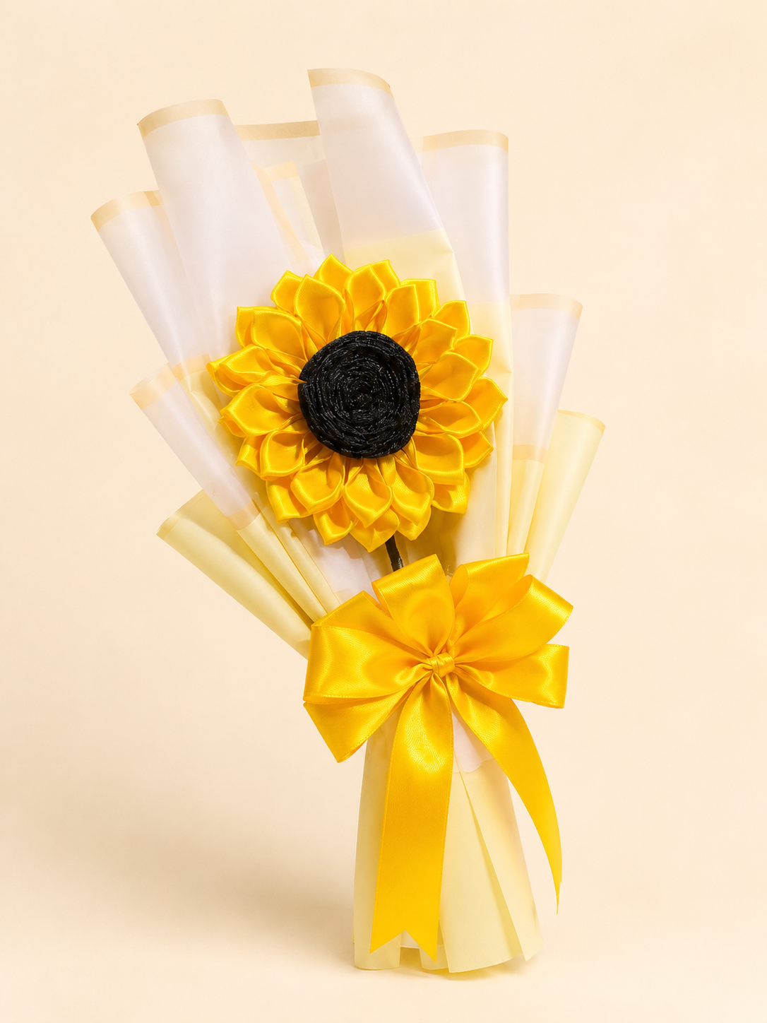 Handmade Single Sunflower Bouquet with White Wrapping Paper Thumbnail