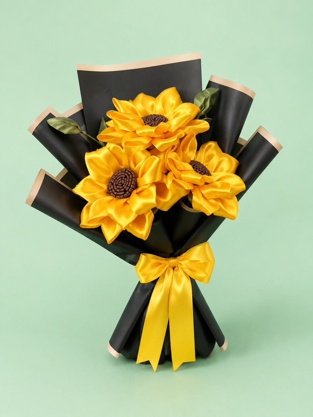 Handmade Sunflower Bouquet with Black Wrapping Paper